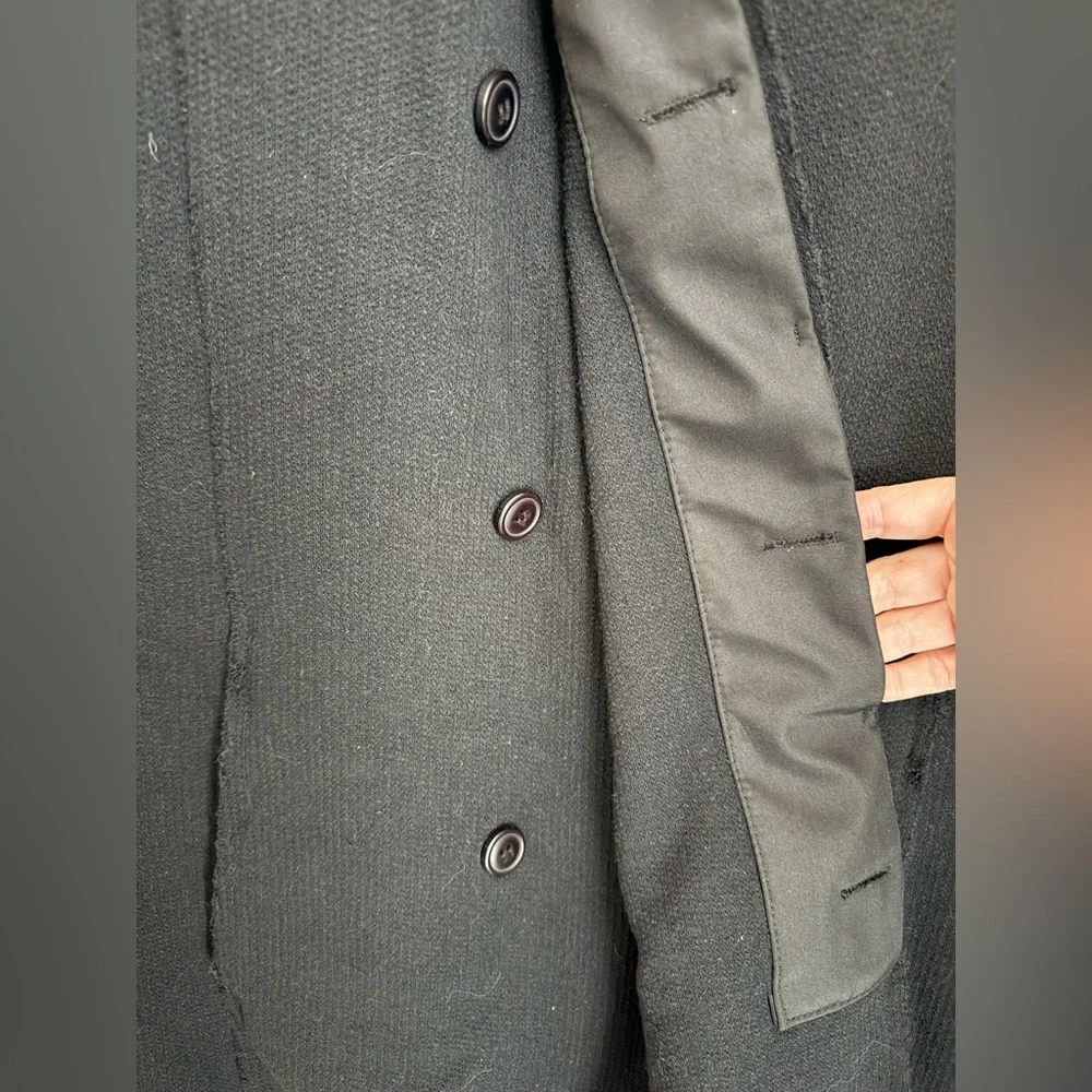 Ron Tomson Black Asymmetrical Draped Cardigan Jacket Raw Edge